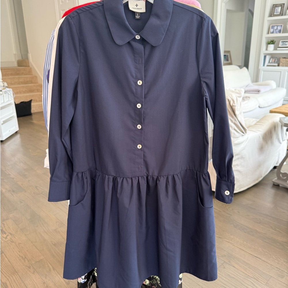 Tuckernuck Navy Button-Down Long Sleeve Dress with Pockets